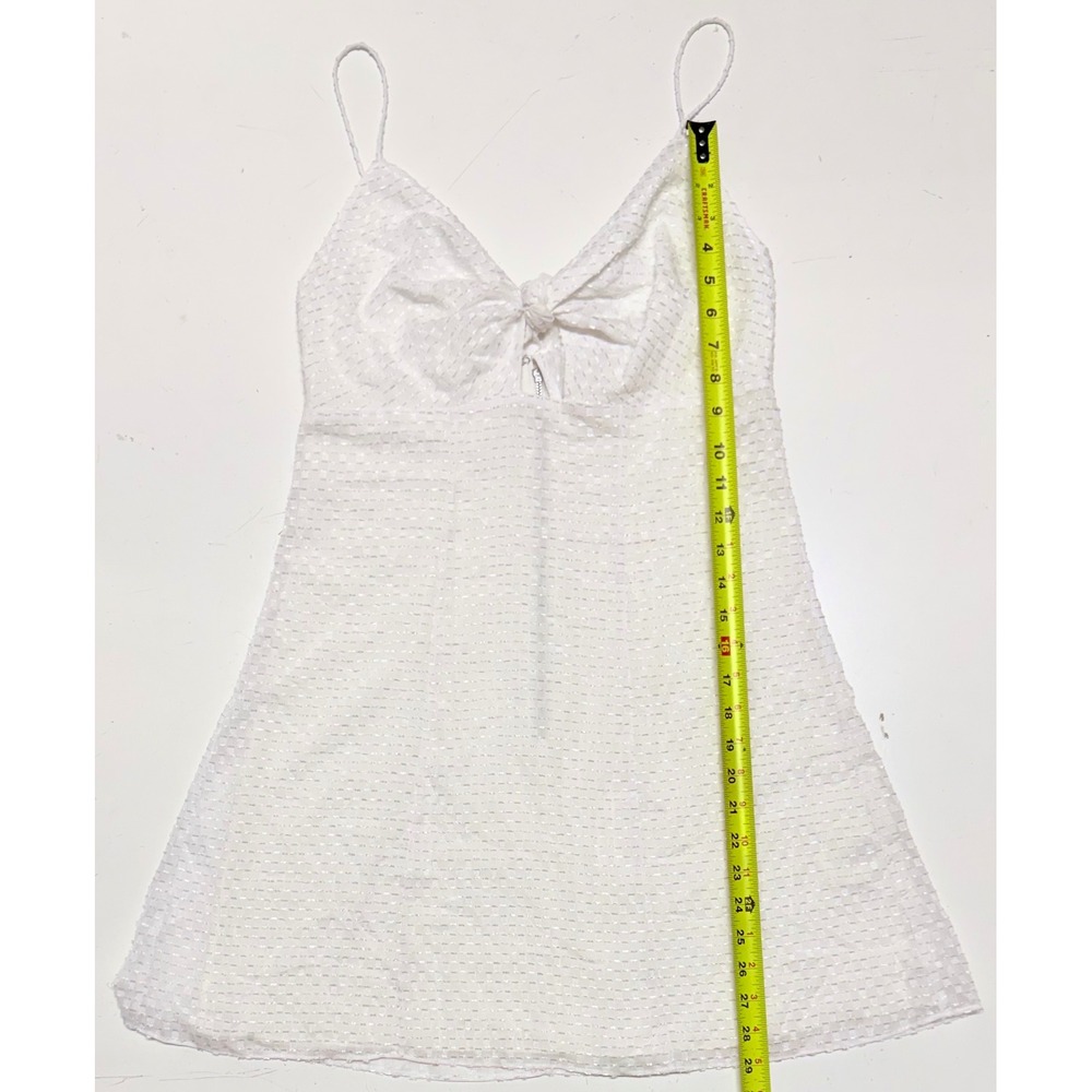 Alice + Olivia White Textured Check Tie Front Mini Dress CC004T08561 Size 6